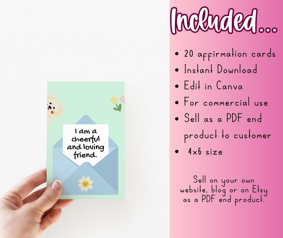 PLR Happy Thoughts Positive Affirmation Cards for Kids - Image 3