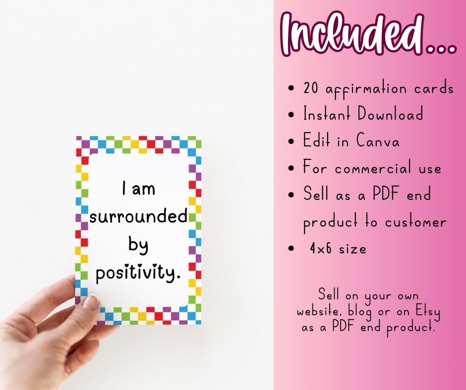 PLR Positive Pals Positive Affirmation Cards for Kids - Image 3