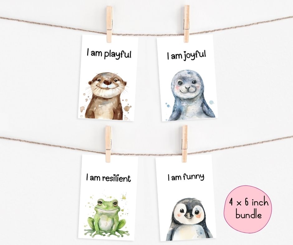 PLR Smiling Animals Affirmation Cards - Image 2