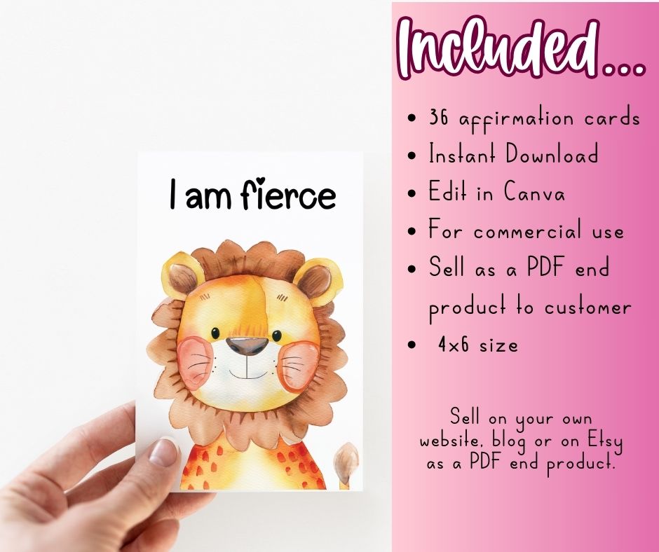 PLR Smiling Animals Affirmation Cards - Image 4