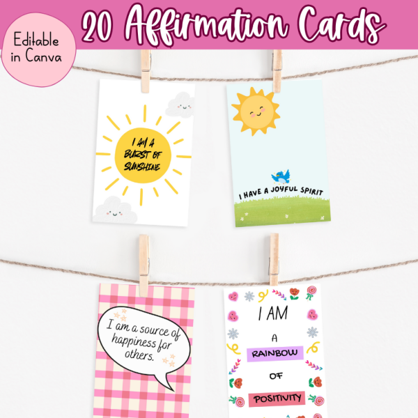 Happy Thoughts Positive Affirmation Cards for KIds