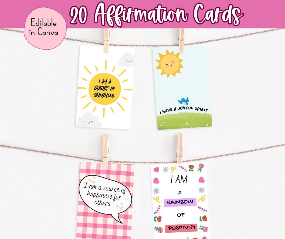 Happy Thoughts Positive Affirmation Cards for KIds