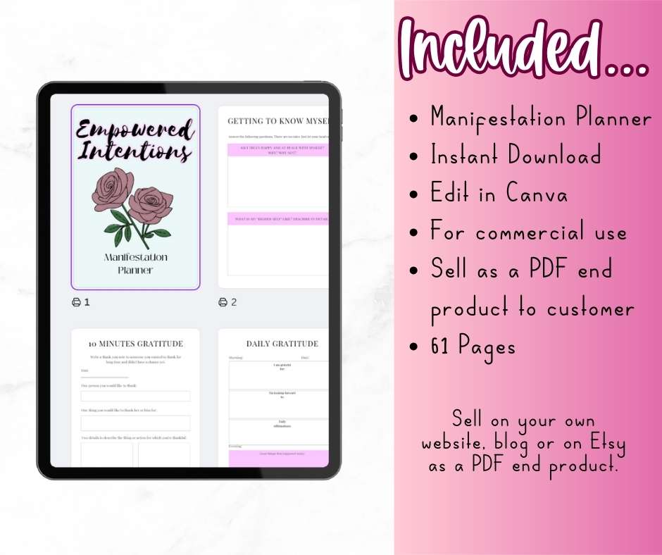 PLR Empowered Intentions Manifestation Planner - Image 6