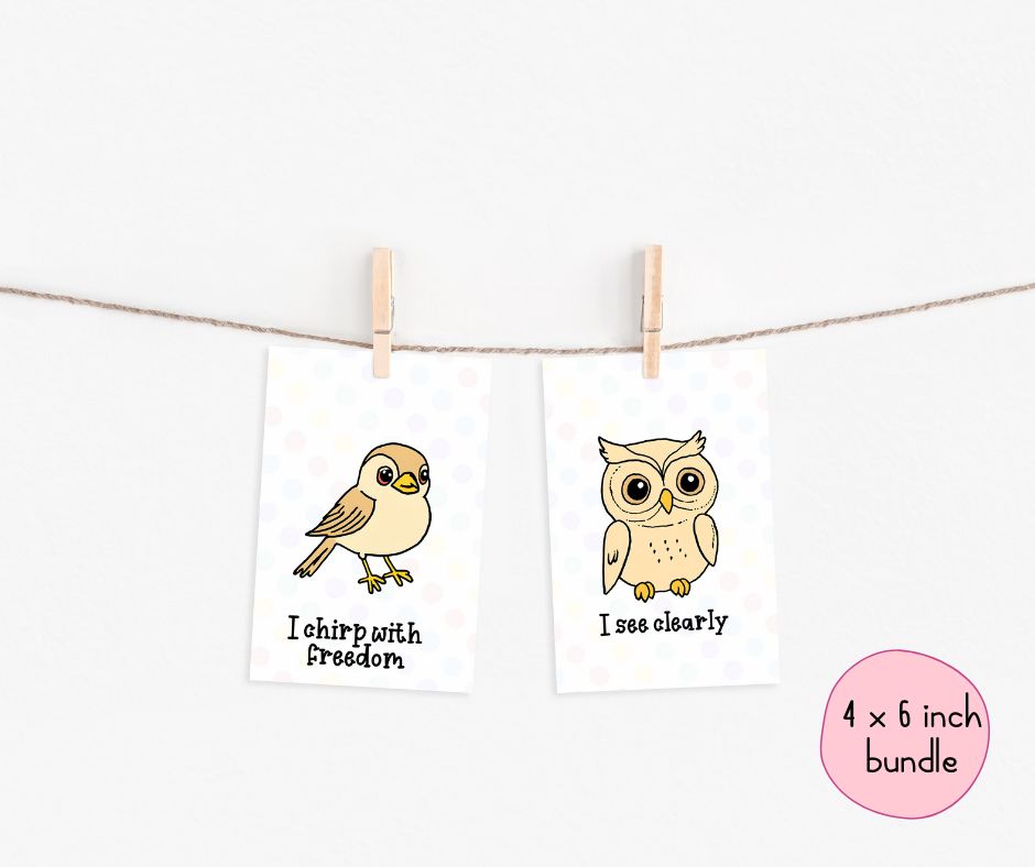 PLR Cute Birds Positive Affirmation Cards for Kids - Image 2