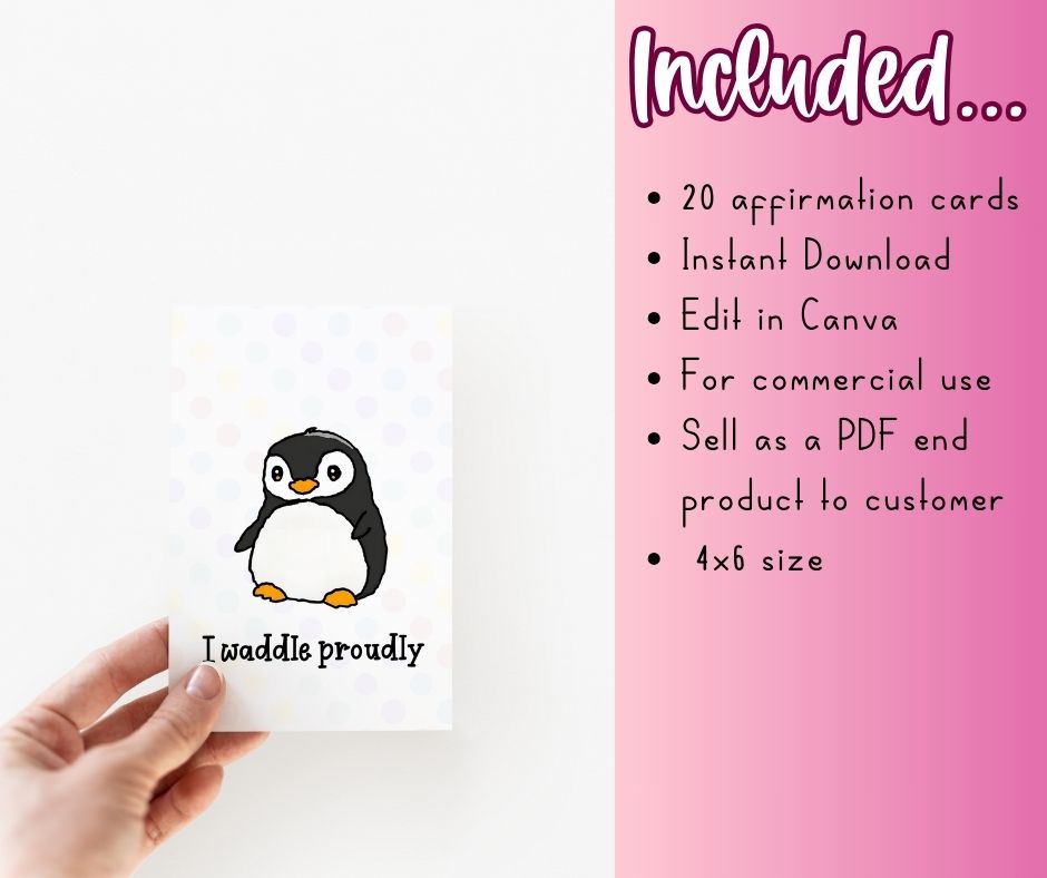 PLR Cute Birds Positive Affirmation Cards for Kids - Image 3