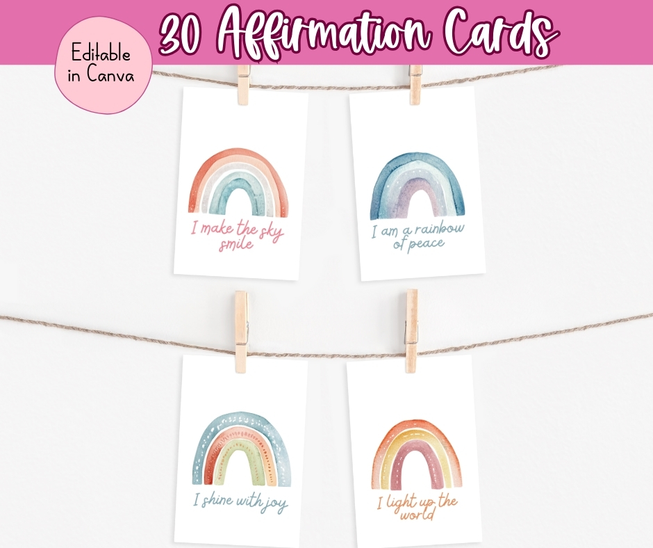 Boho Rainbow Affirmation Cards