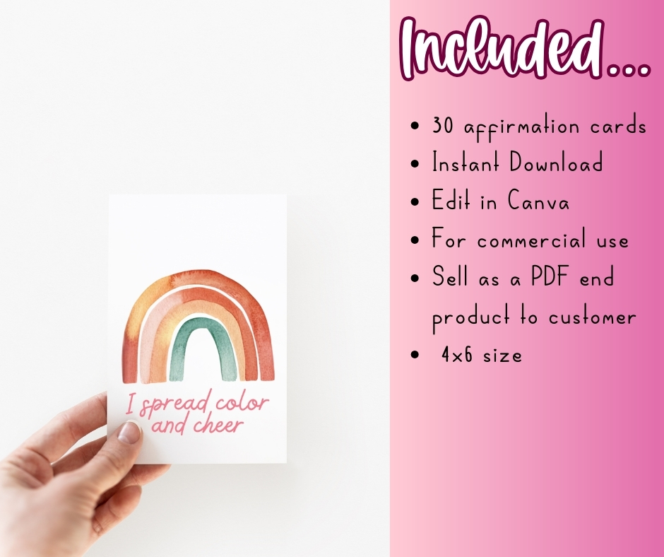 PLR Boho Rainbow Positive Affirmations for Kids - Image 3