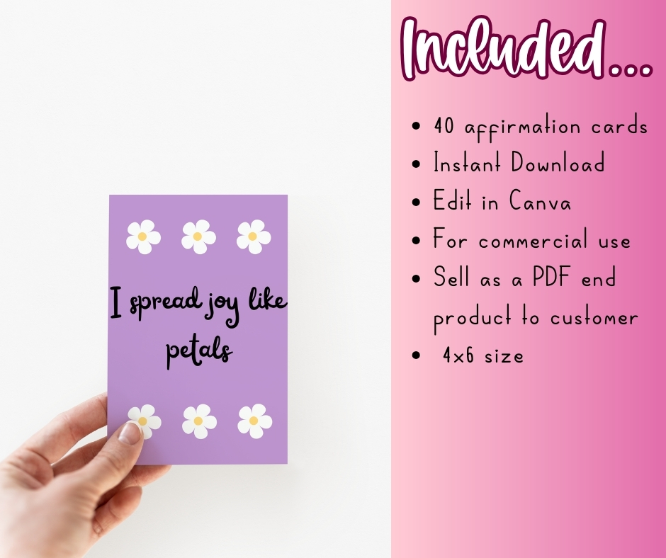 PLR Blossom Bright Positive Affirmation Cards for Kids - Image 3