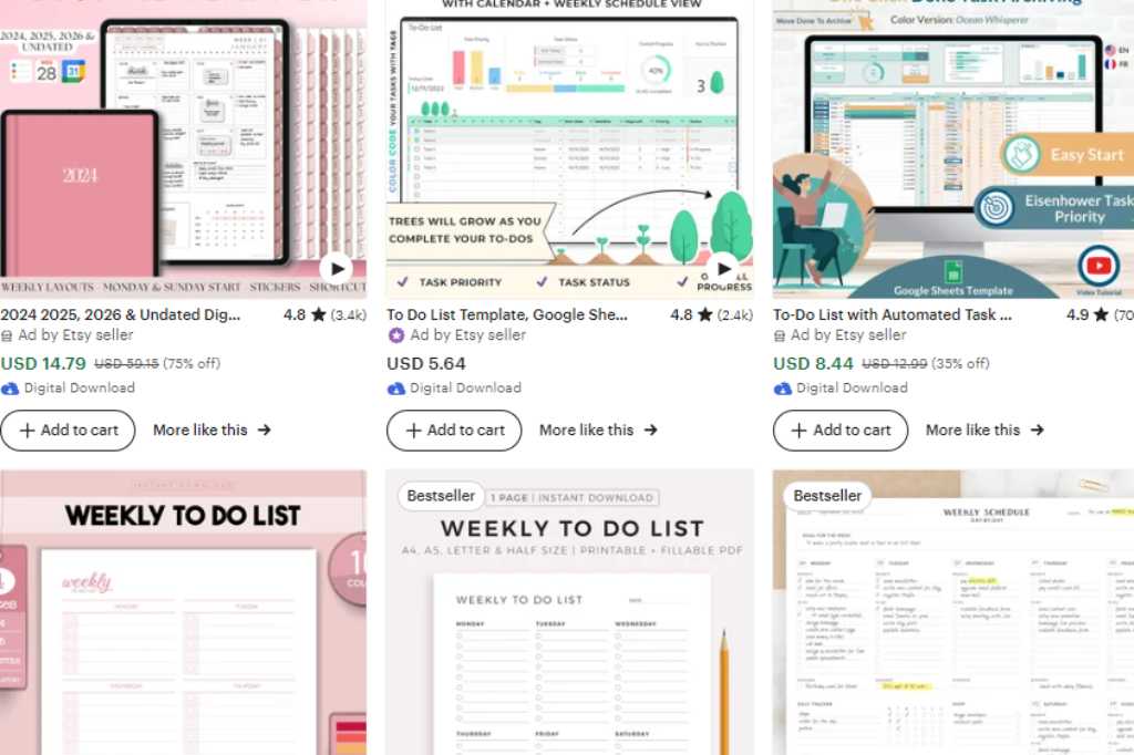 weekly to do list on Etsy