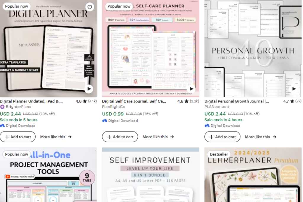 Personal Development Planners on Etsy