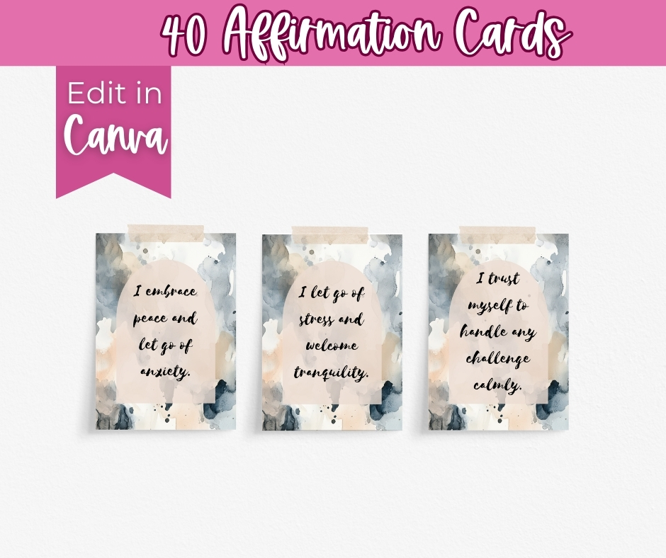 Calm and Collected Stress Relief Affirmation Cards