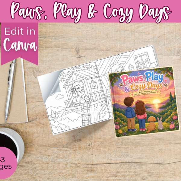 PLR Paws, Play & Cozy Days Coloring Book
