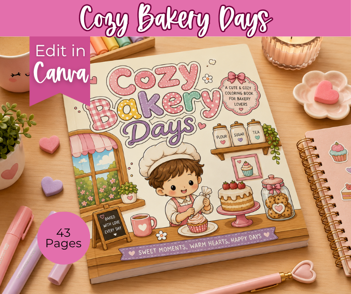 PLR Cozy Bakery Days Coloring Book