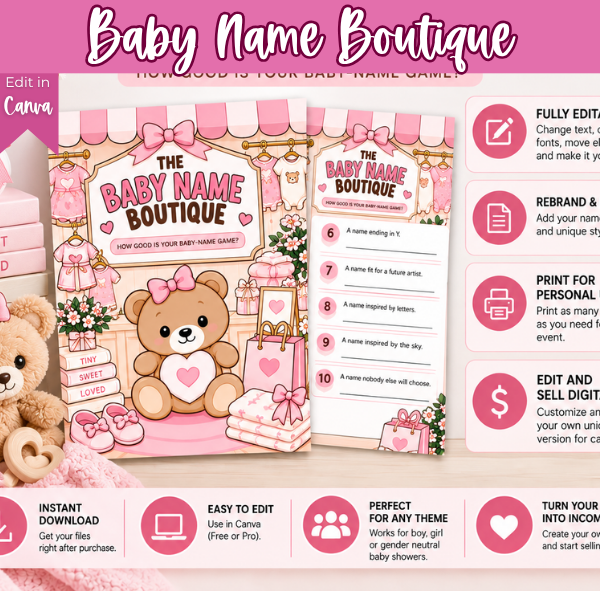PLR Baby Name Boutique Baby Shower Game