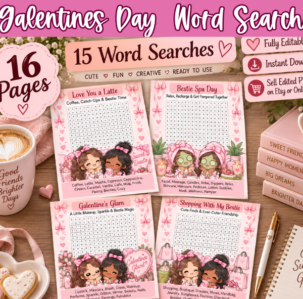 PLR Galentines Day Word Search
