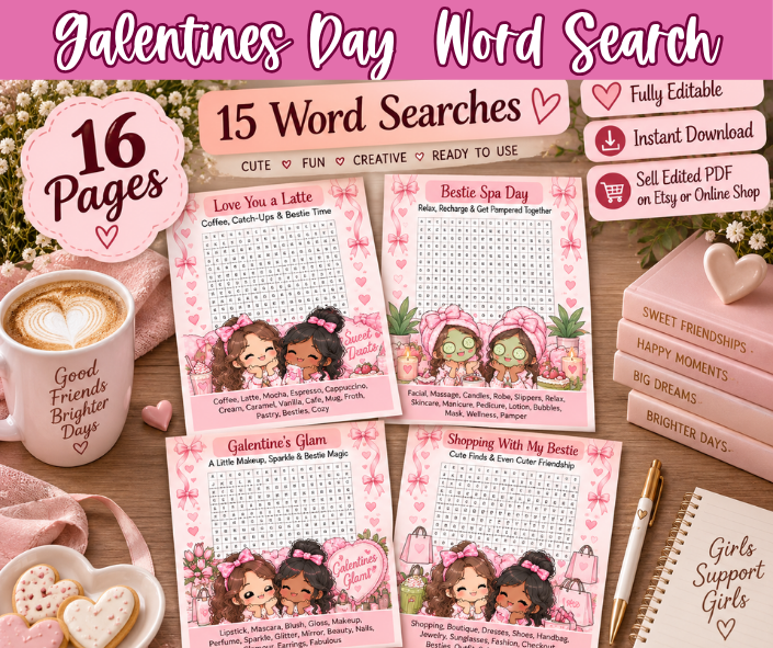 PLR Galentines Day Word Search