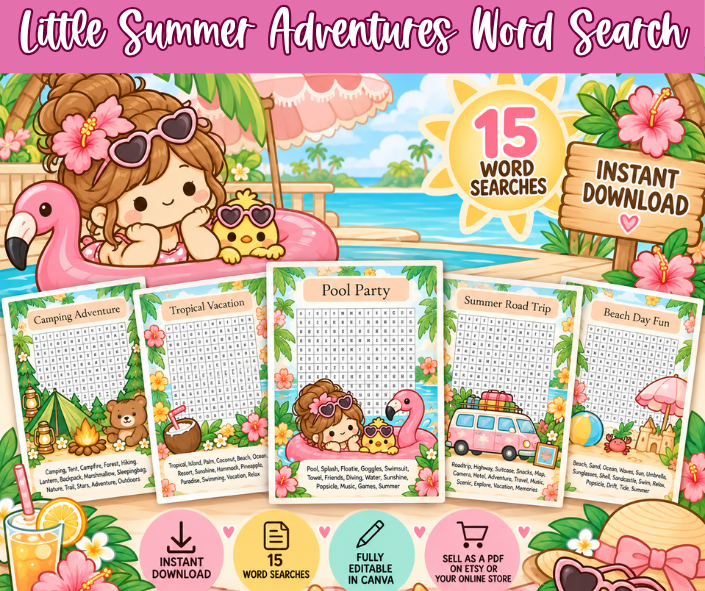PLR Little Summer Adventures Word Search