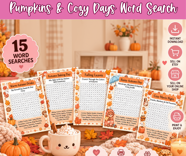 PLR Pumpkins & Cozy Days Word Search